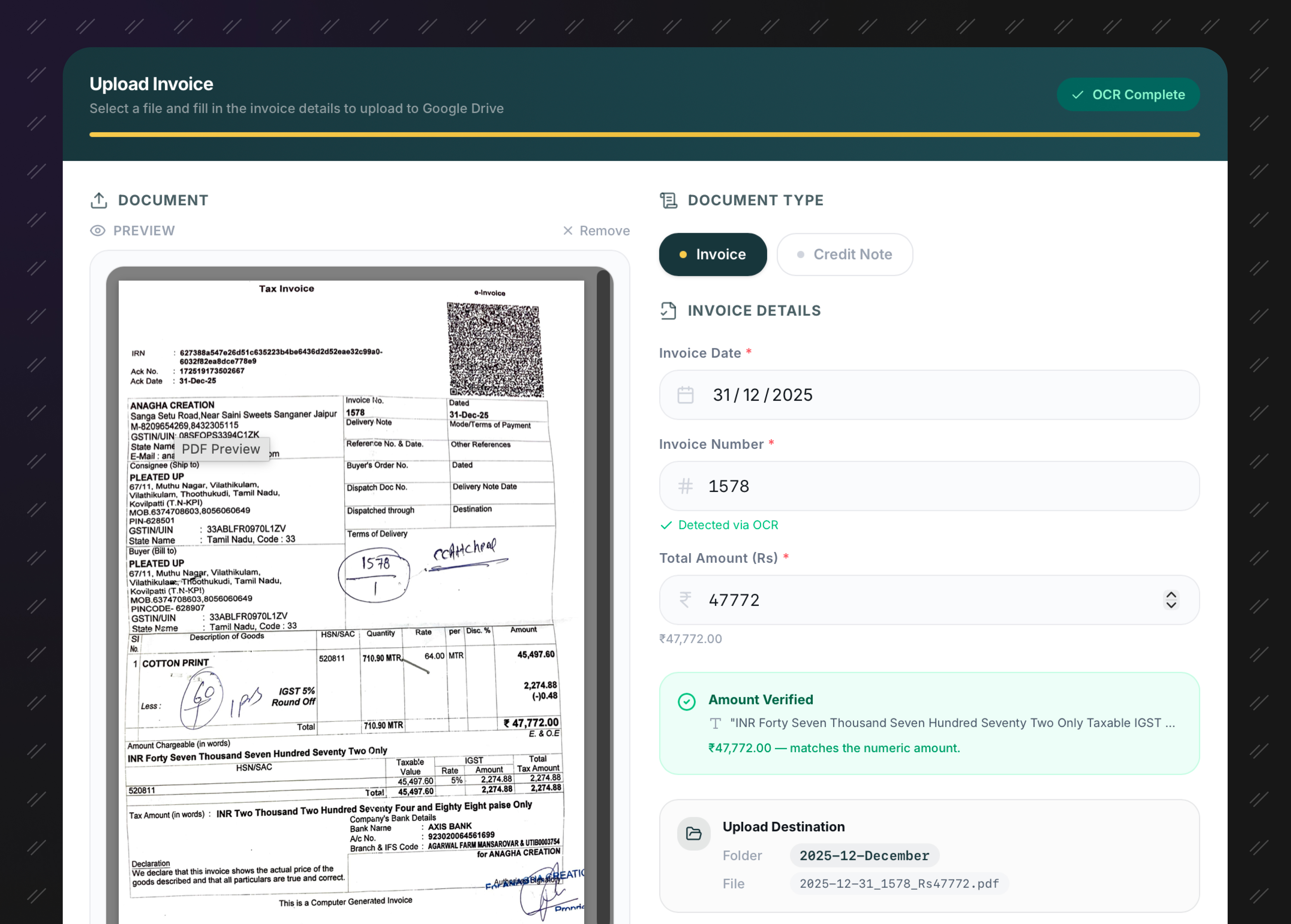 Smart invoice processing