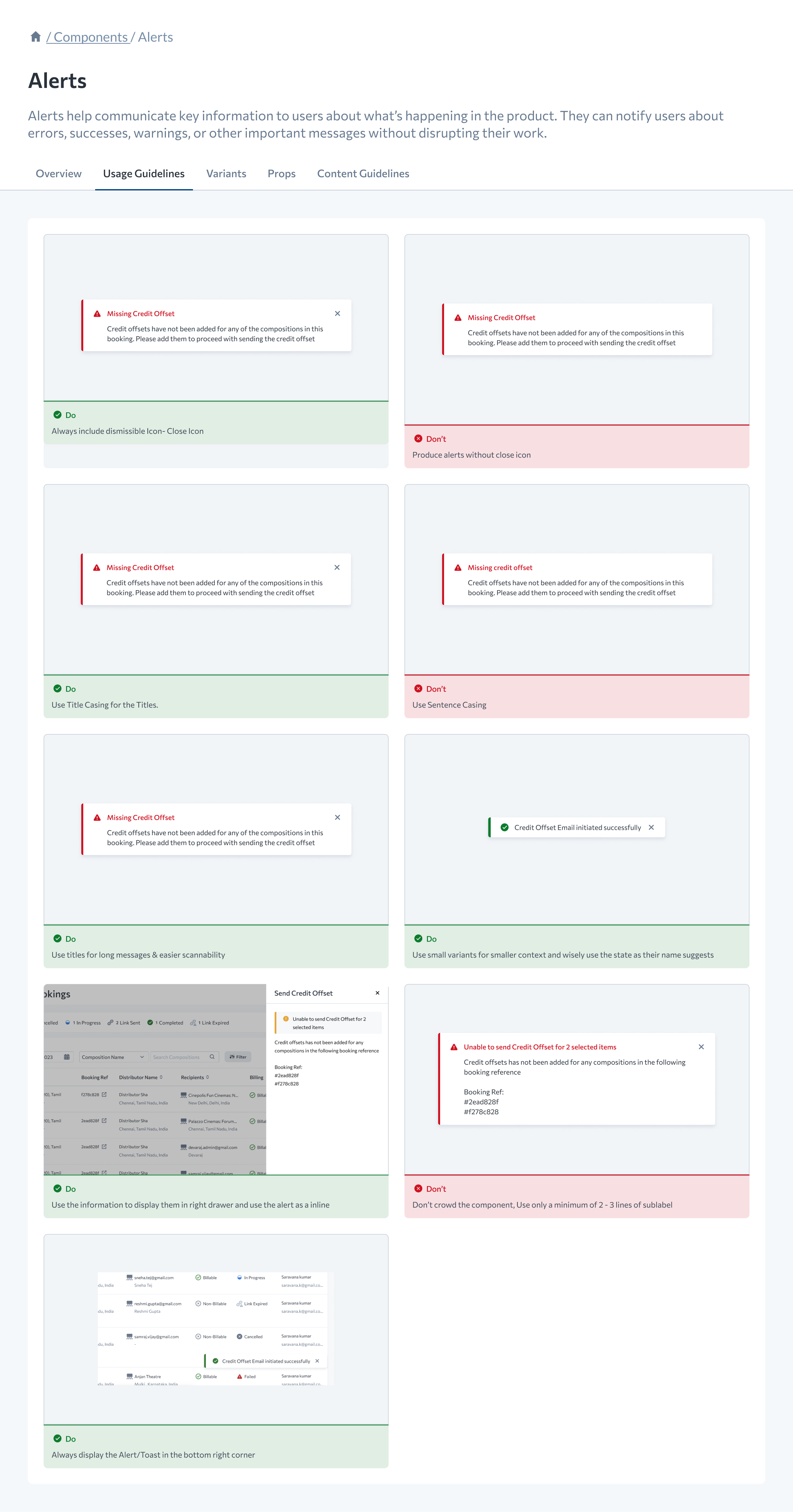 Alerts documentation – Usage Guidelines