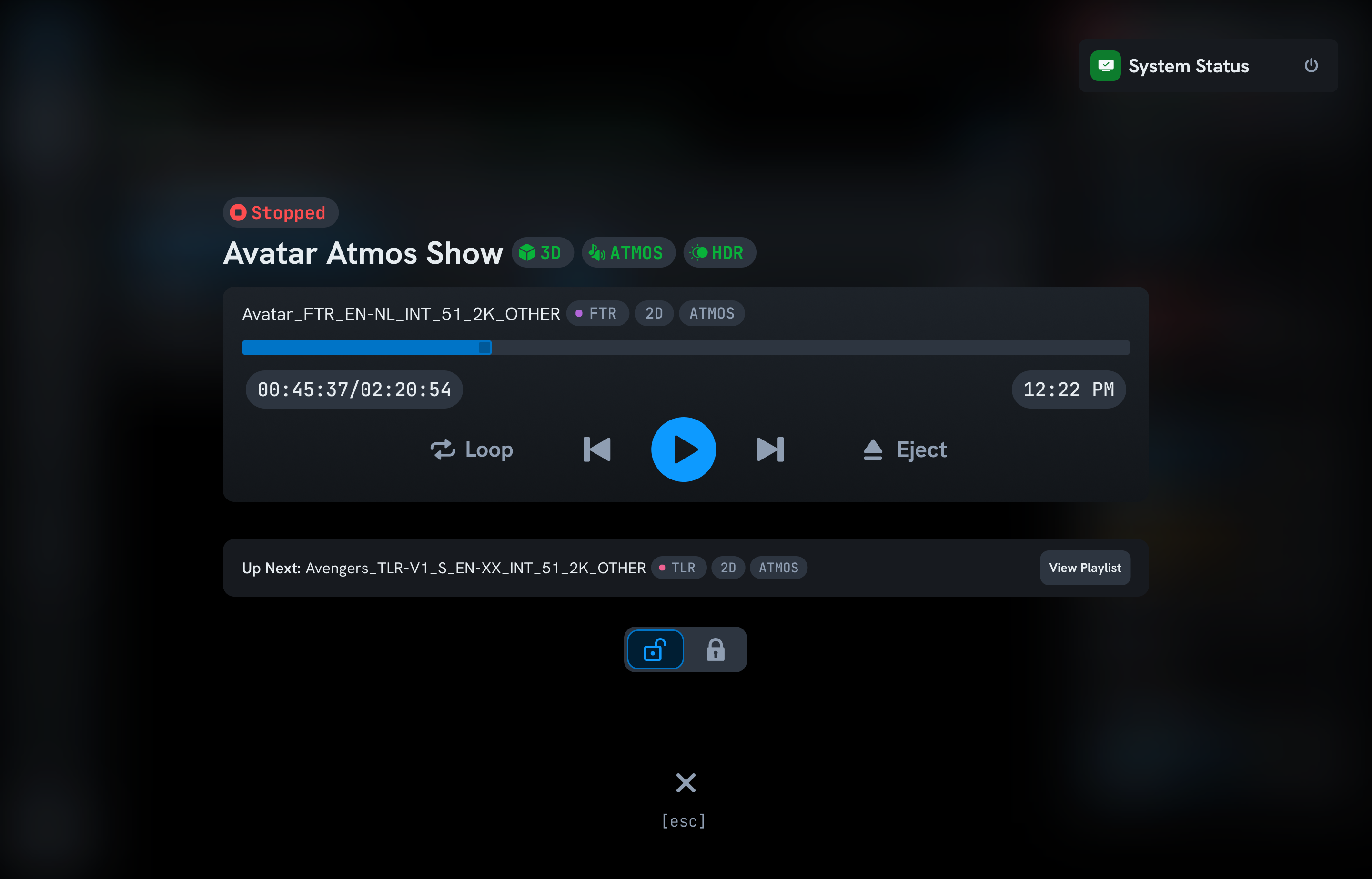 Full-screen playback mode with large controls